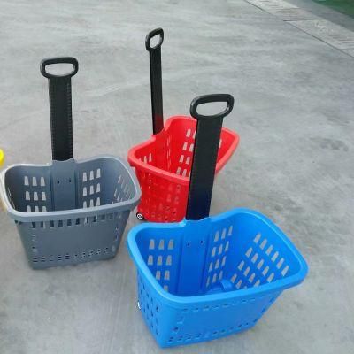 Apple Type Two-Wheeled Trolley Supermarket Shopping Cart Basket Trolley