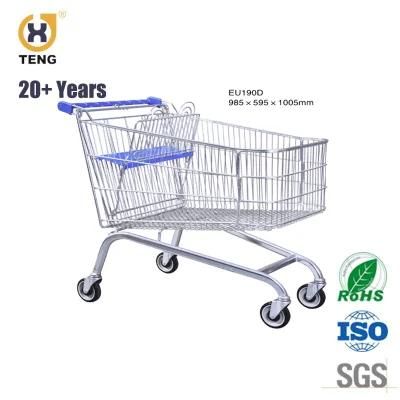 Cheap Price 190L Metal Steel Supermarket Shopping Trolley Cart Push Cart