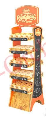 4 Tiers Custom Directly Wood Display Rack with Sign Frame