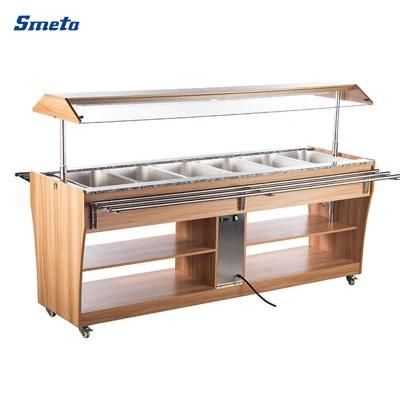 215cm Width Commercial Food Warmer Display Showcase Hot Dishes Buffet Trolley
