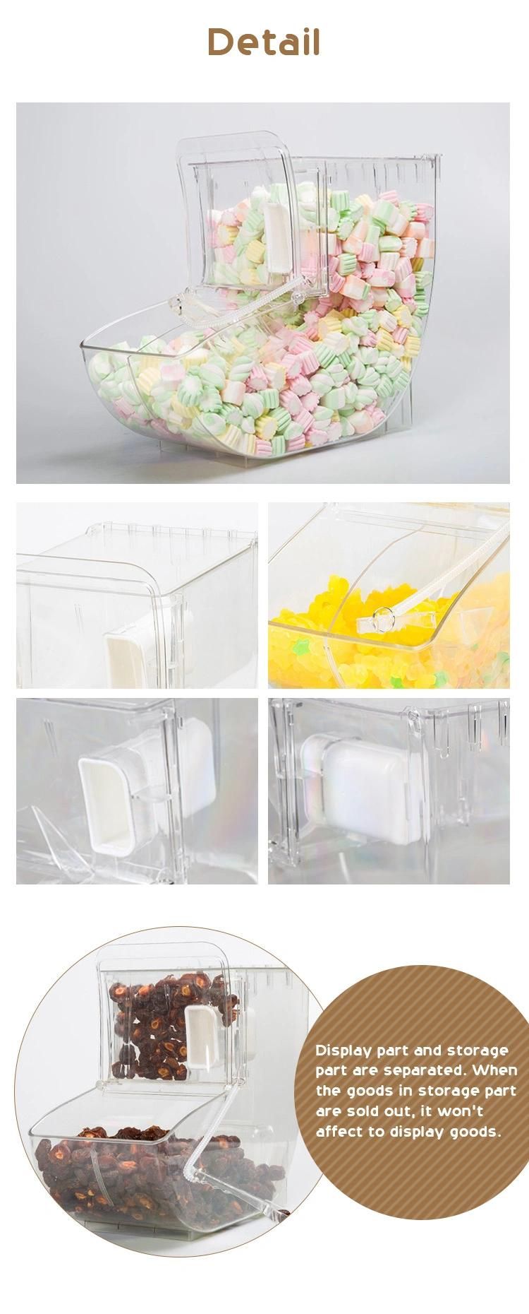 Retail Store Dry Food Gravity Clear Plastic Candy Dispenser Gravity Bulk Feed Dispenser and Bins for Store and Supermarket