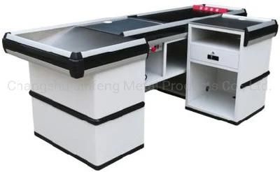 Modern Cashier Counter Design Supermarket Checkout Counter with Conveyor Belt