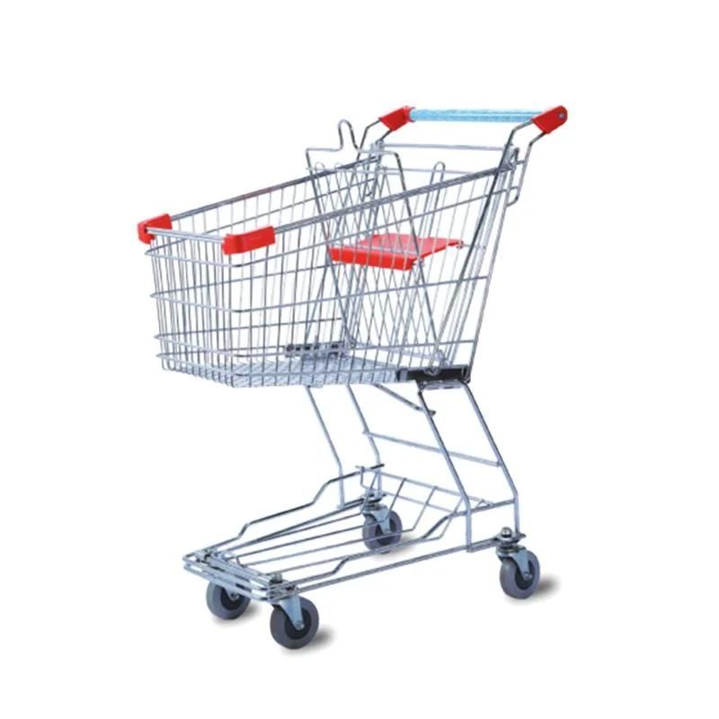 Wholesale Supermarket Metal Shopping Trolley Cart with Four Wheels