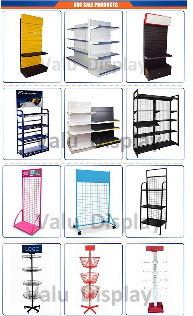 Metal Floor Display Rack with Hooks for Hanging Light Weight Producuts/Mobile Accessories/Battery/Gloves