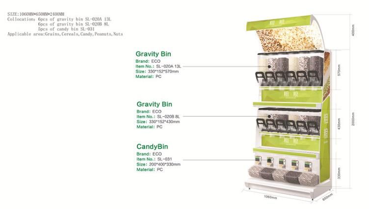 Iron Material Supermarket Bulk Food Display Rack