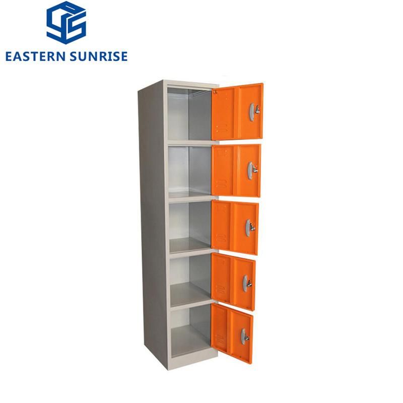 Metal Steel Furniture 5 Compartments Wardrobe Locker