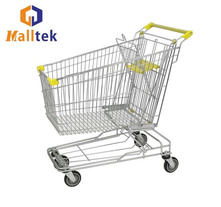 4 Wheels Asian Metal Supermarket Retail Hand Shopping Cart Trolley
