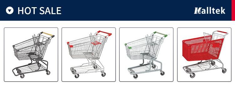 European Style Metal Supermarket Shopping Carts Trolley with Custom Logo Printing