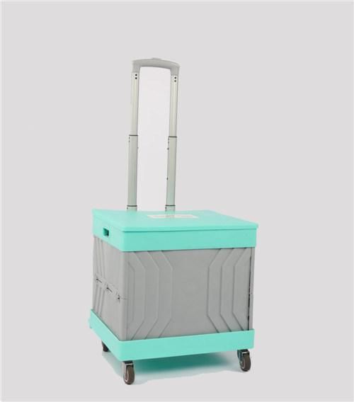 Factory Fashion Design Large Folding Shopping Plastic Box Cart with Wheels
