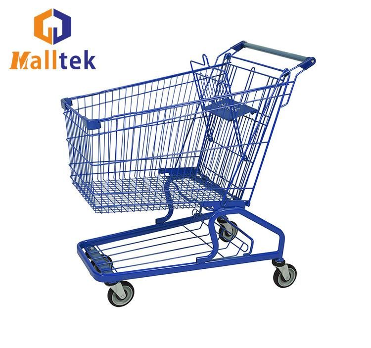 German Supermarket Chrome Surface Shopping Push Trolley Cart