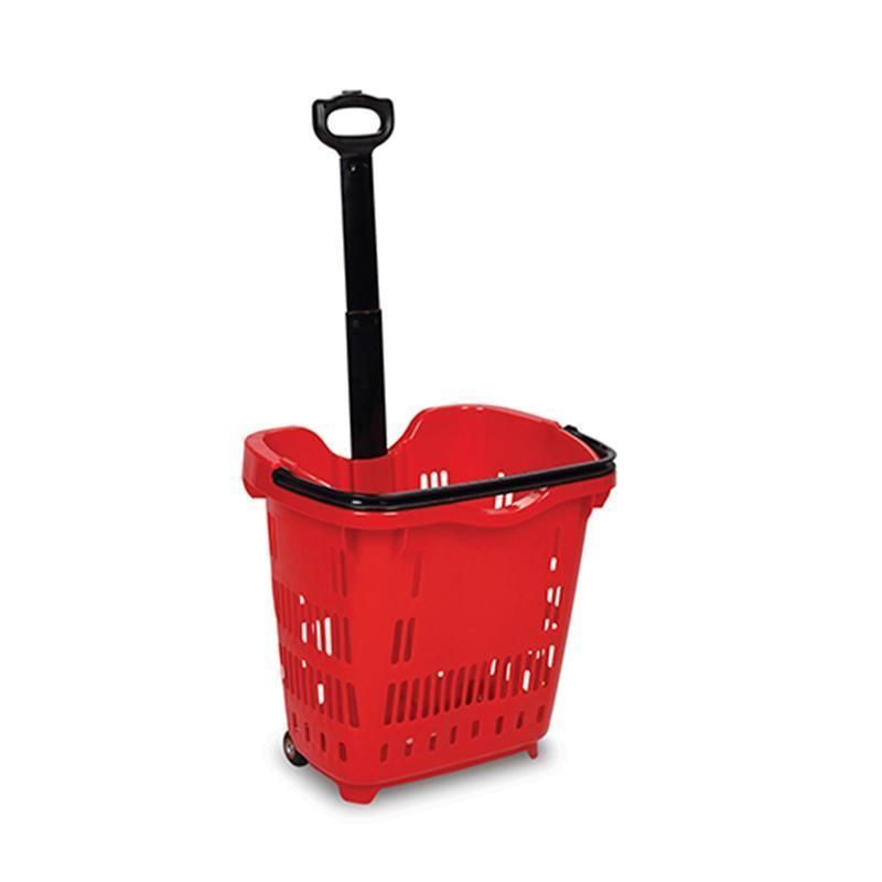 Top Grade Popular Grocery Store Supermarket Shopping Basket Rolling Plastic Basket