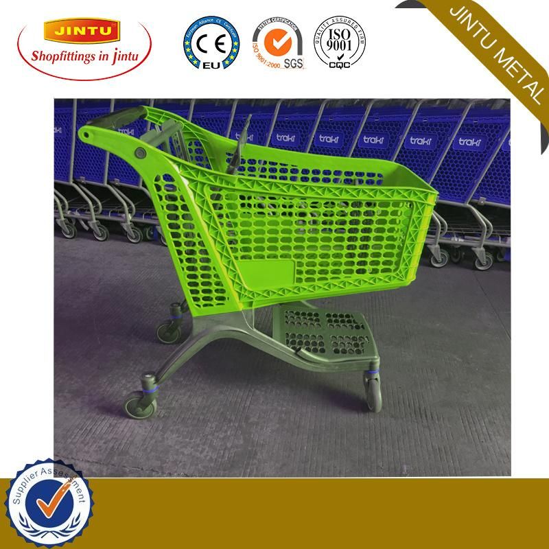 Supermarket Hypermarket American Plastic Basket Hand Push Trolley Shopping Cart