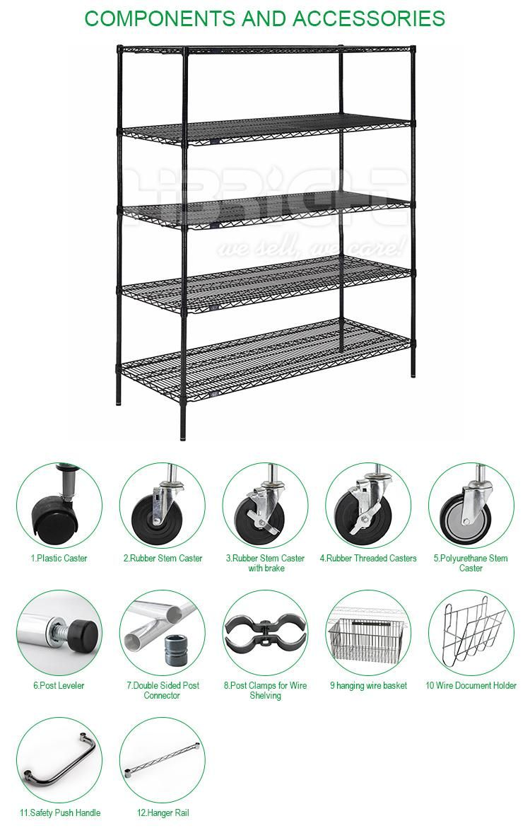 4 Tiers Adjustable Commercial Household Chrome Wire Storage Shelving