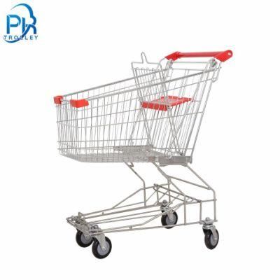 60 Liters Steel Zinc Supermarket Shopping Trolley Cart with Wheels