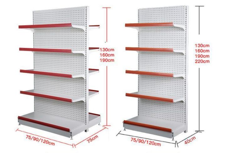 Supermarket Store Sided Gondola Shelving Metal Display Shelves