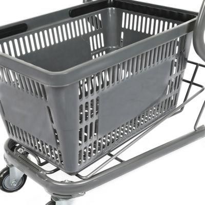 Wholesale 2 Layers Style Metal Steel Supermarket Shopping Trolley with Basket