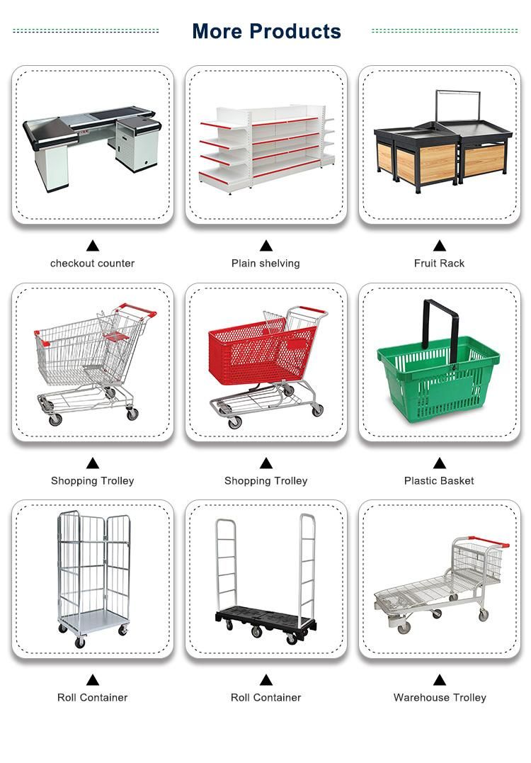 Convenience Metal Chrome Surface Supermarket Trolley for Seat