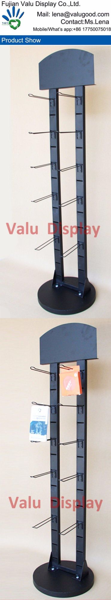 Black Painted Metal Loop Holder Counter Desktop Corner Display Stand Key Ring Display Rack