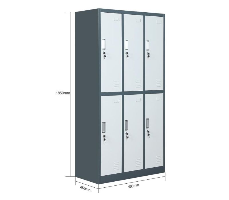 Key Lock Steel 6 Door Storage Clothes Wardrobe Gym Locker