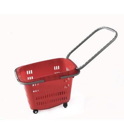 Manufacturers Sell High-Quality Four-Wheeled Supermarket Plastic Shopping Baskets