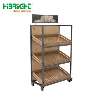 Pine Wood Spray Paint and Modern Bread Shelf for Supermarket
