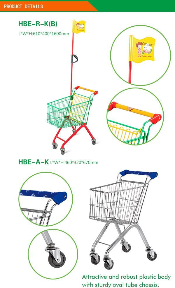 Metal Children Push Cart Supermarket Kids Shopping Trolley