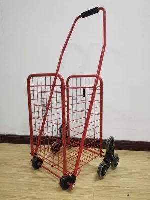 China Whosale Promotional Stainless Steel Foldable Cart Stair Climber Folding Basket Trolley