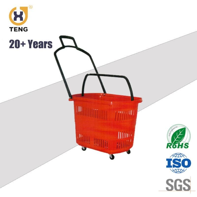 Shopping Plastic Basket, Supermarket Basket, Rolling Basket, Wheel Basket