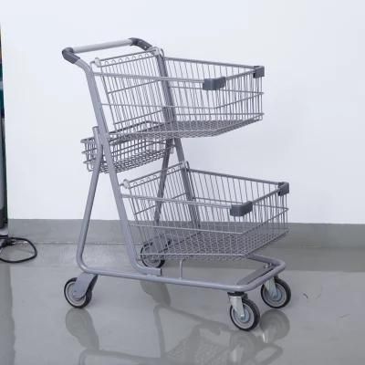 Wholesale Double Basket Metal Shopping Trolley Carts for Sale