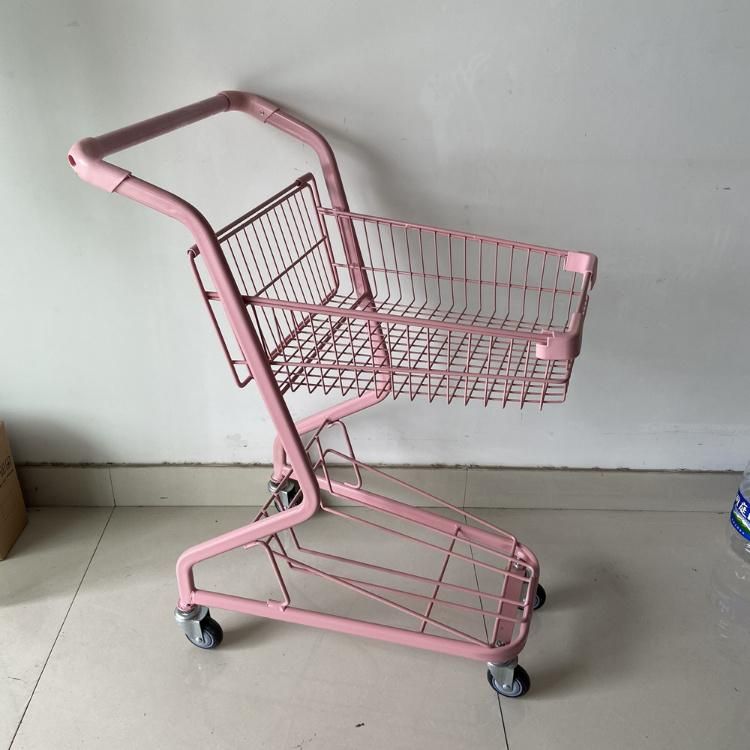 American Market Double Basket Metal Shopping Handing Push Cart