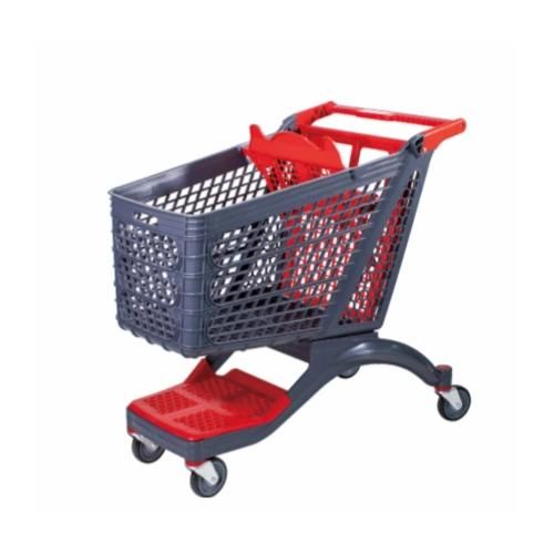 Plastic Shopping Cart with Reinforced Plastic and Double Desk Storage