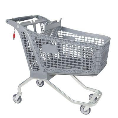 Supermarket Plastic Shopping Cart with Seat Customized Color Shopping Trolley