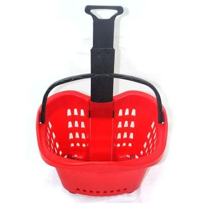 Hot Sale Rolling Plastic Shopping Basket for Supermarket Mall