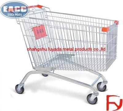 European Style Steel Supermarket Shopping Trolley Cart