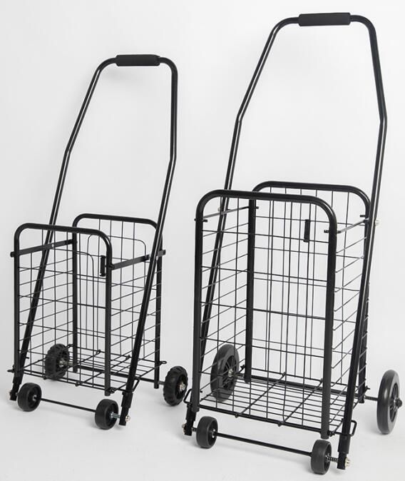 China Wholesale Metal Foldable Rolling Shopping Trolley Wheeled Grocery Cart