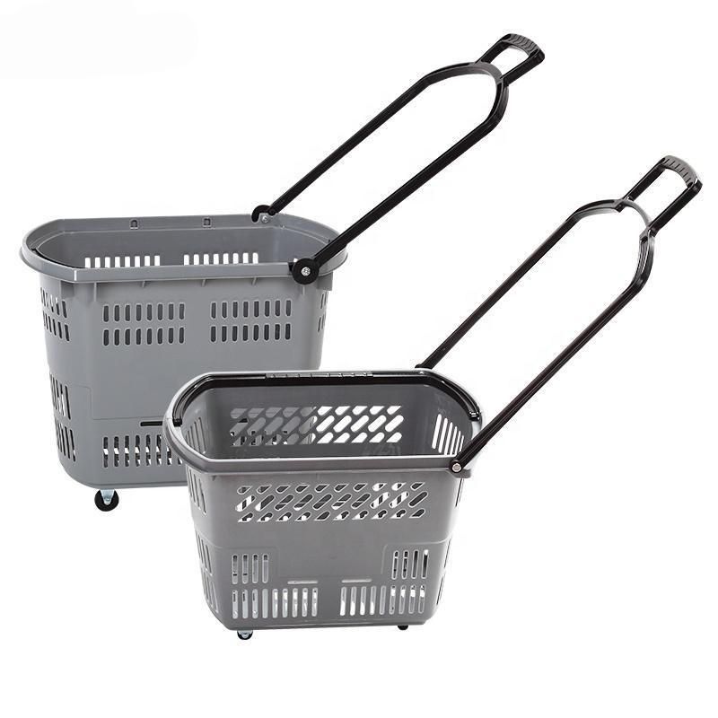 2022 New Design Supermarket Plastic Shopping Basket Trolley