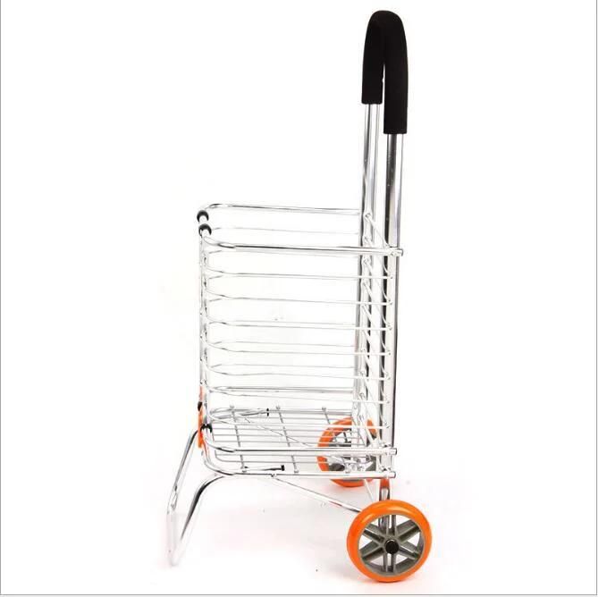 China Supplier Lightweight 2 Wheels Portable Aluminum Folding Market Shopping Cart