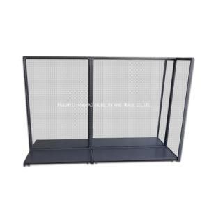 PY02-China Manufactured Customized Modern Design Black Powder Coating Metal Mesh Panel Retail Display Stand