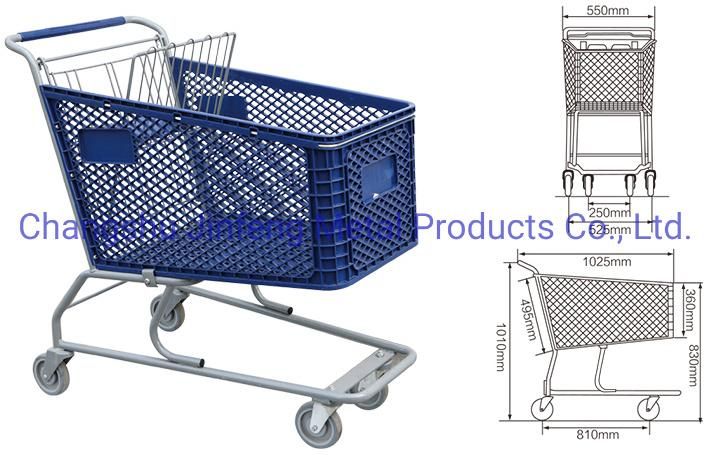 Superamrket Shopping Trolley Shopping Carts with Steel and Plastic