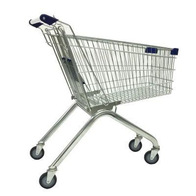 Grocery Shopping Cart with Four Wheels Supermarket Metal Shopping Trolley
