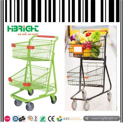 Double Basket Supermarket Shopping Cart