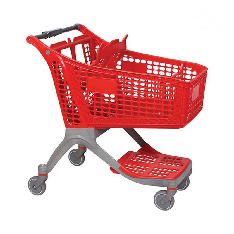 Large Size Heavy Duty Plastic Folding Shopping Trolley for Supermarket and Clothes Store