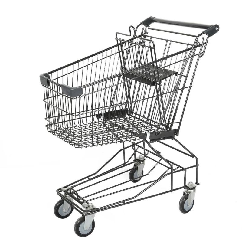 60L Asian Style Wire Mesh Supermarket Cart Shopping Trolley Cart