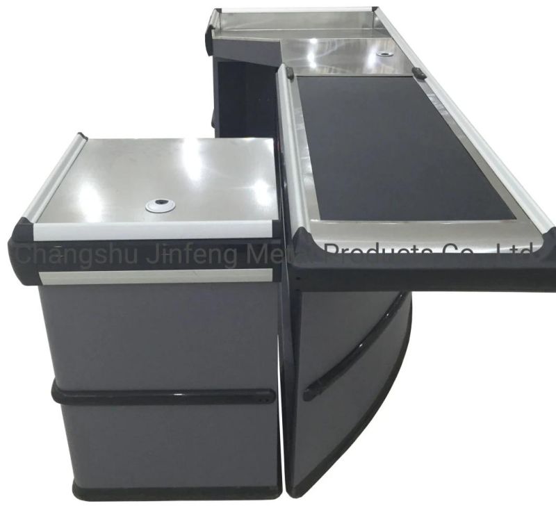 Supermarket Cash Counter Convenience Store Checkout Counter with Conveyor Belt Jf-Cc-046