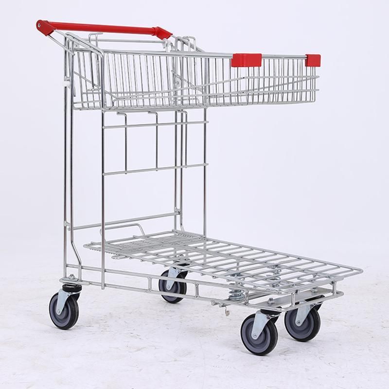 Japanese Style Supermarket Metal Shopping Cart Trolley with Wheels