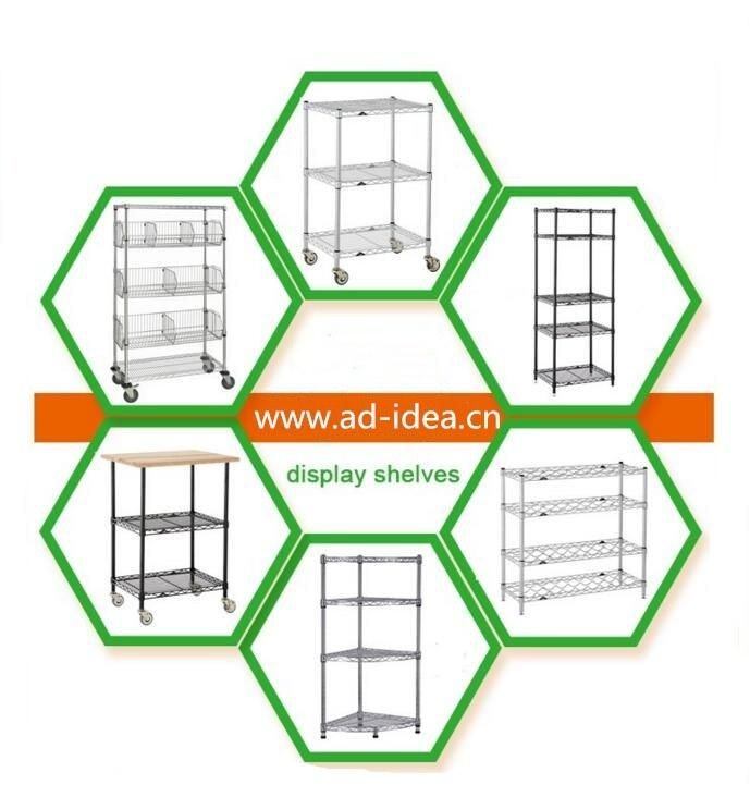 Wall Mounted Slatwall Double Metal Display Shelves/Metal Exhibition Stand