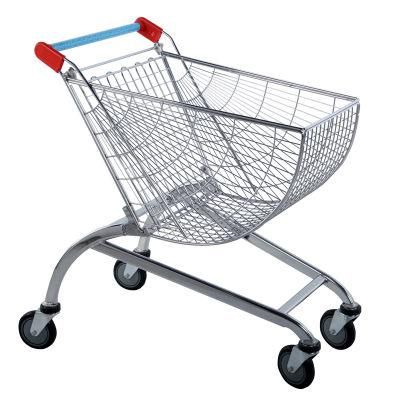 Large Volume Supermarket Carts Finished with Chrome Shopping Trolley