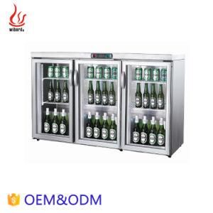 Wiberda R143A/R404A Extruded Handle Beverage Fridge Vertical Refrigerator Glass Door Showcase