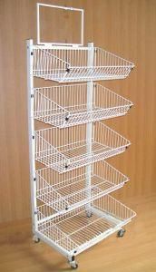 Top Logo Supermarket 5-Layer Wire Display Shelf for Snacks, Drinking &amp; Bakery Display Rack