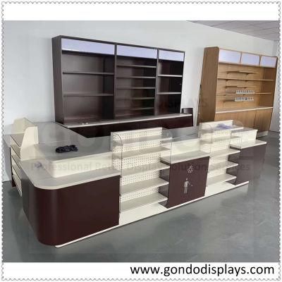 Retail Shop Design Convenience Store Supermarket Cash Checkout Counter Stand with Belt